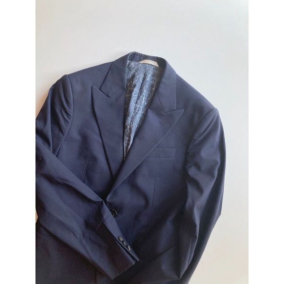 Men's LOUIS VUITTON UNIFORMS Navy Blue Virgin Wool Blazer Suit Jacket, Size 44 - Picture 2 of 14